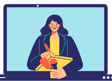 illustration of woman on computer